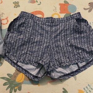 Athleta Blue and White Chevron Women's Athletic Shorts
